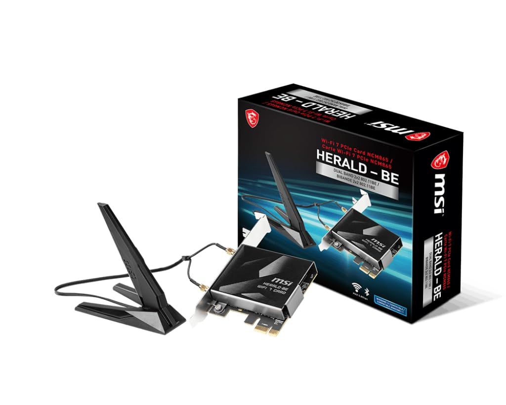 MSI Herald-BE WI-FI 7 MAX Wi-Fi 7 802.11BE Bluetooth 5.4 PCIe マルチリンク操作技術 外部アンテナ