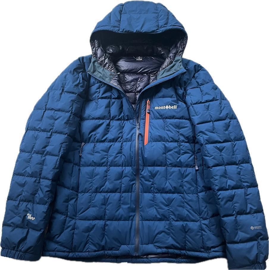 1000FP 現行 mont-bell モンベル イグニスダウンパーカ 青 大きいサイズ XL メンズ ゴアテックス 刺ロゴ アウトドア 登山 軽量