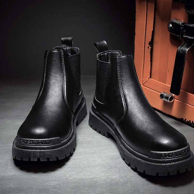 サイドゴアブーツ メンズ チェルシー ブーツ レディース シューズ サイドゴア ハイカット フェイクレザー靴 おしゃれ 黒 lj 2835