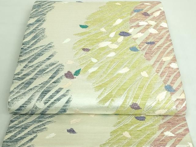 未着用！アールデコのバラ柄＊銀糸＊カッコイイ＊長尺＊全通＊袋帯＊４６１ｃｍ 平和屋本店□最高級 龍村平蔵製 太鼓柄 本袋帯 唐織 千代の冠錦