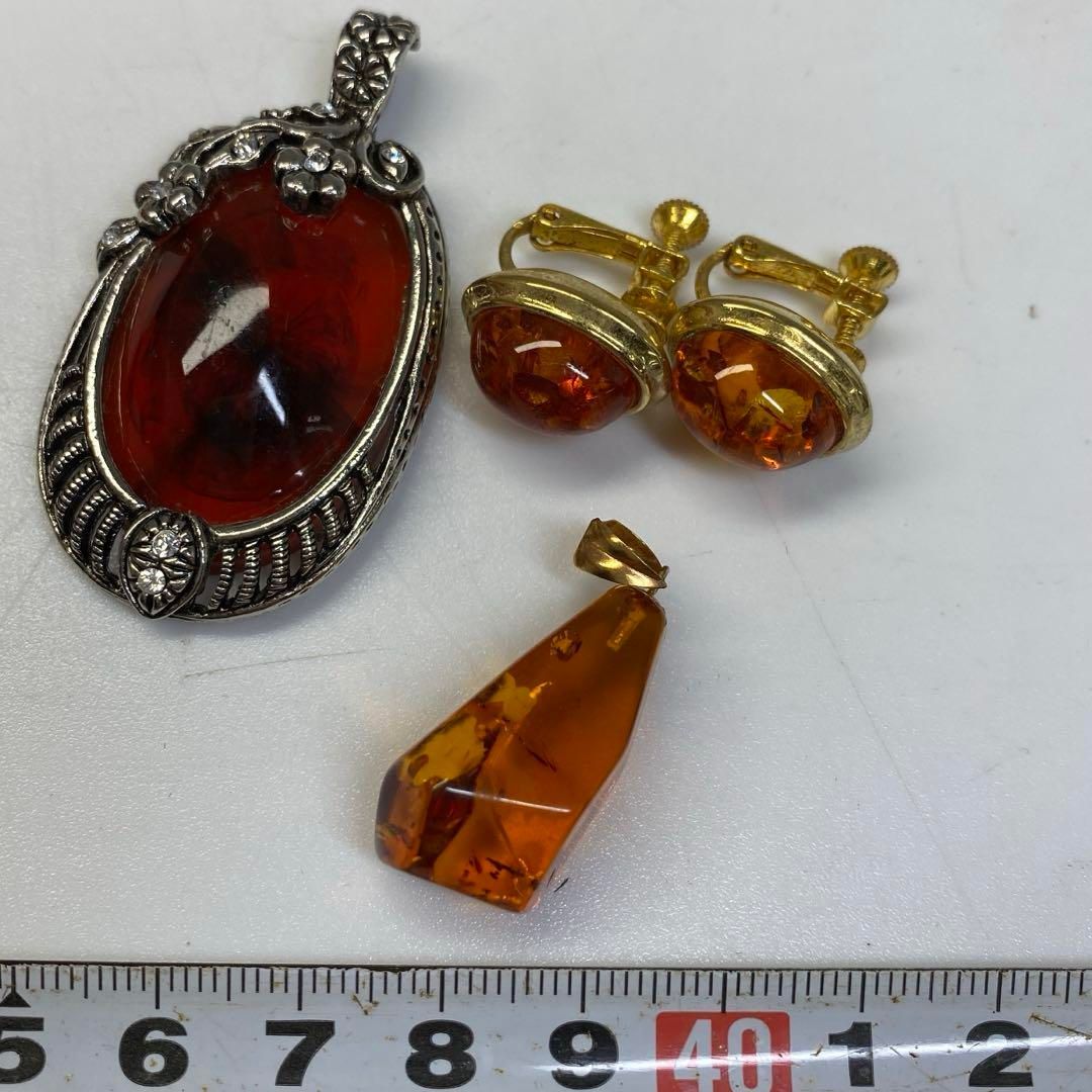 K18刻印金具 本琥珀 ネックレストップ ネックレス トヒチ