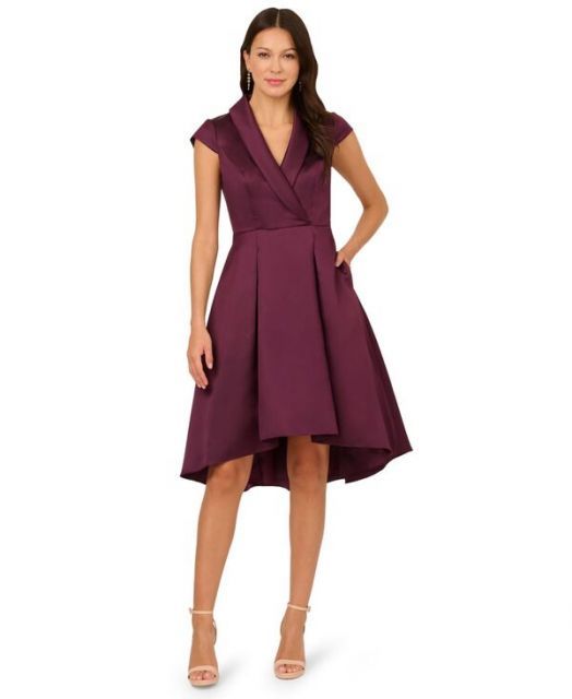 送料無料 アドリアナ パペル レディース ワンピース トップス Women s Cap-Sleeve High-Low-Hem Dress PINOT NOIR