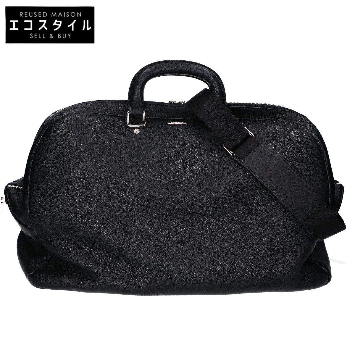Ermenegildo Zegna 2WAY レザーボストンバッグ ブラック Ermenegildo Zegna レザー 2way ボストンバッグ ブラック