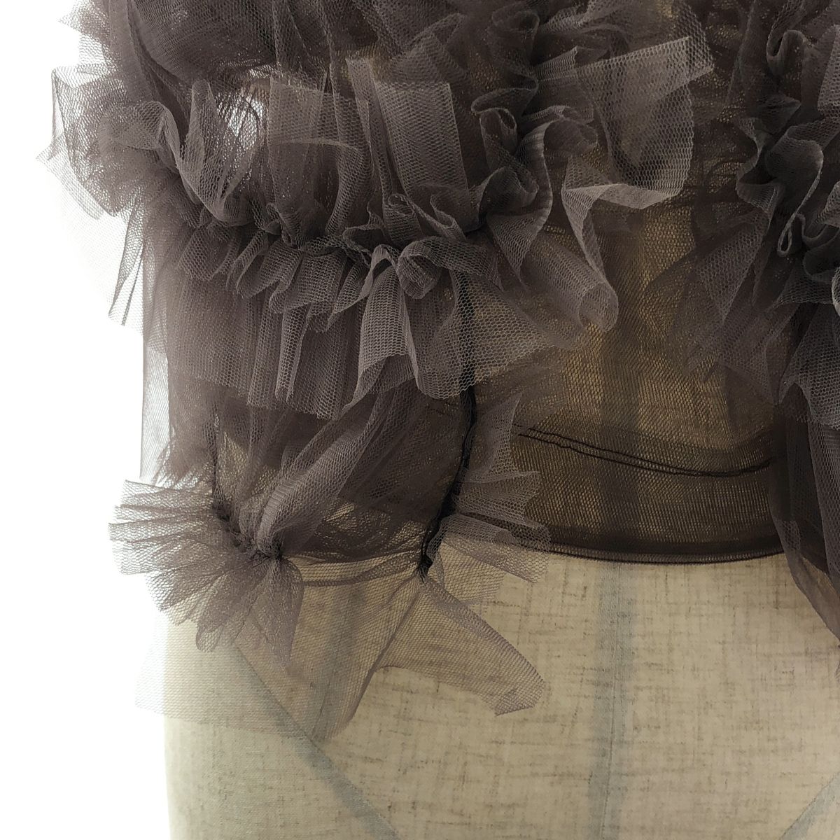 【美品】  Chika Kisada / チカキサダ | tulle cami top / フリル チュール ビスチェ キャミソール トップス | ブラウン | レディース 美品】 Chika Kisada / チカキサダ | tulle cami top / フリル
