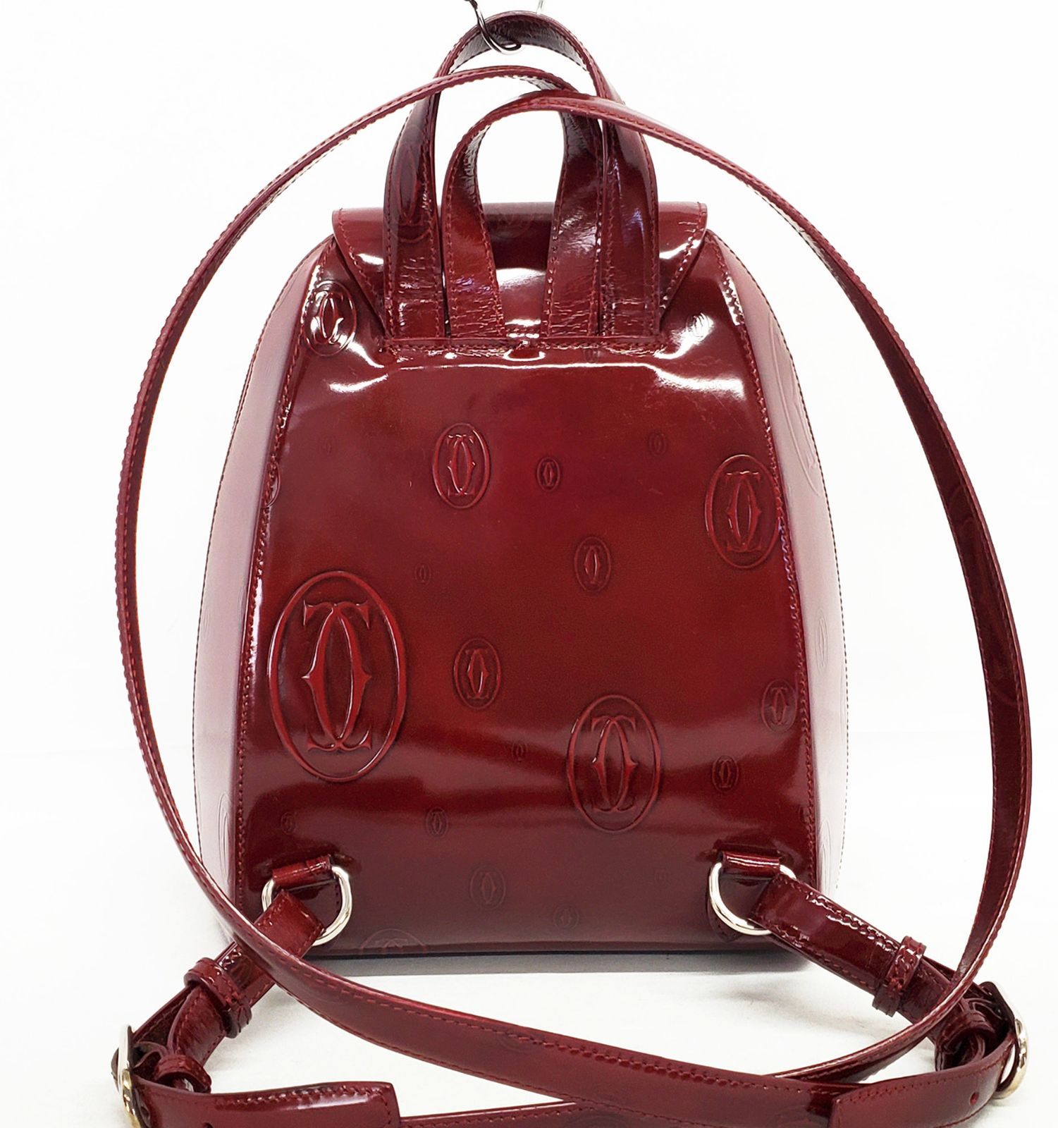 【美品】Cartier マストライン ハッピーバースデー リュック ボルドー カルティエ ハッピーバースデーレザー リュックサックお売りいただき