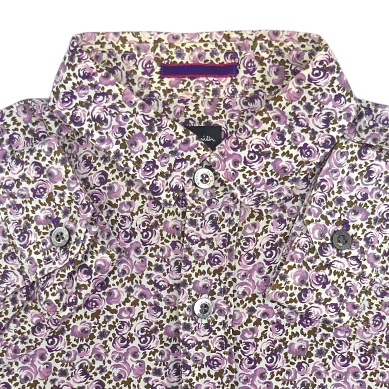 Paul Smith ポールスミス シャツ M メンズ 長袖 パープル 総柄 花柄 