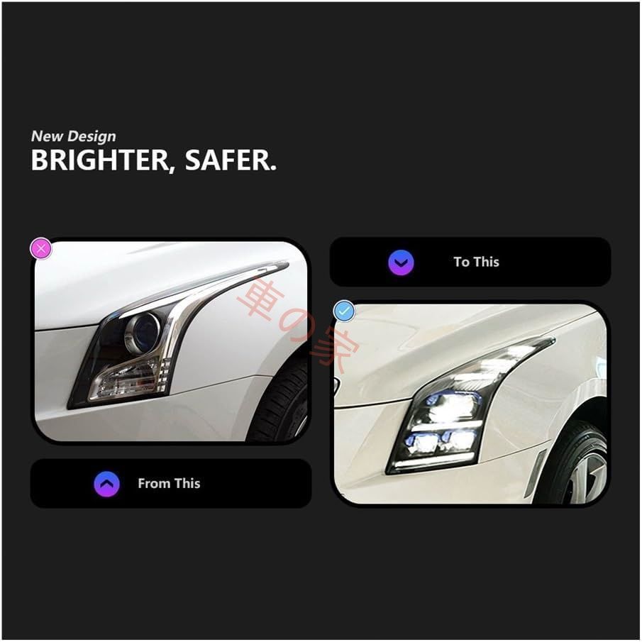 キャデラック ATS ATS-L 2014-2018 ヘッドライト DRL ターンシグナル ハイビーム エンジェルアイ プロジェクター 自動車ヘッドライト交換用 ヘッドランプ照明アセンブリ