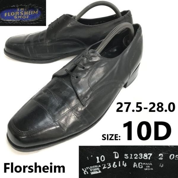 90s/Vintage★Florsheim/フローシャイム★Uチップ【10D/27.5/黒】青窓/グッドイヤー製法/ビジネスシューズ/Leather/Dress shoes◆bi-088 90s/Vintage☆Florsheim/フローシャイム☆Uチップ【10D/27.5/黒】青窓