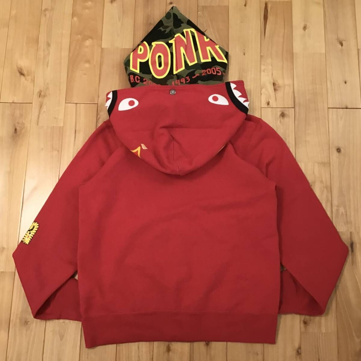BAPE シャークパーカー 赤 Mサイズ ダブル シャーク パーカー Mサイズ Double shark full zip
