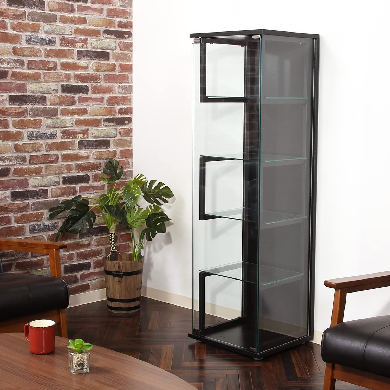 72807 エスフレーム 組立商品 スチールフレーム ブラック 幅42.5×奥行37×高さ138cm 5段 フィギュアケース ケース Legras レグラス