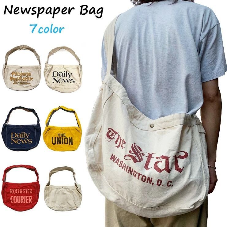 BELAFONTE ニュースペーパーバッグUSA製 ショルダーバッグ キャンバス ファクトリーブランド【Canvas News Paper Bag】 キャンバス