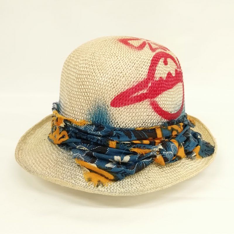 【美品】ヴィヴィアンウエストウッド　ストローハット　オーブ　リボン ヴィヴィアンウエストウッド Vivienne Westwood オーブ リボン