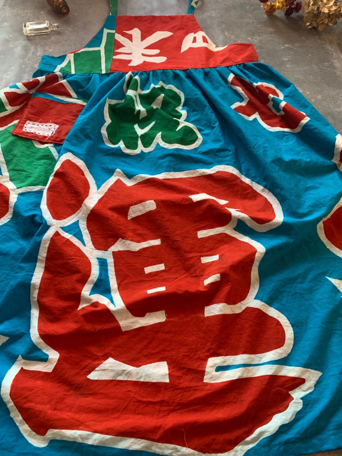 リメイク　本染　ワンピース ロング　派手　個性的　大漁旗　古旗Ｂ バンクーバーファッションウィーク9着目は大漁旗のワンピース