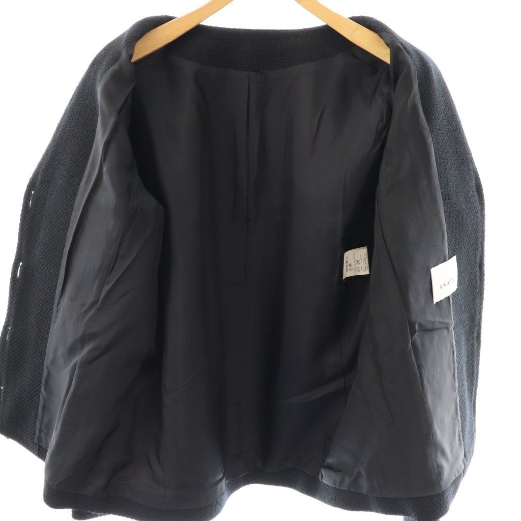ANAYI 24AW ウールプリペラVネックロングジャケット　ノーカラー 36 BPF01_10_10242110080_0201?$