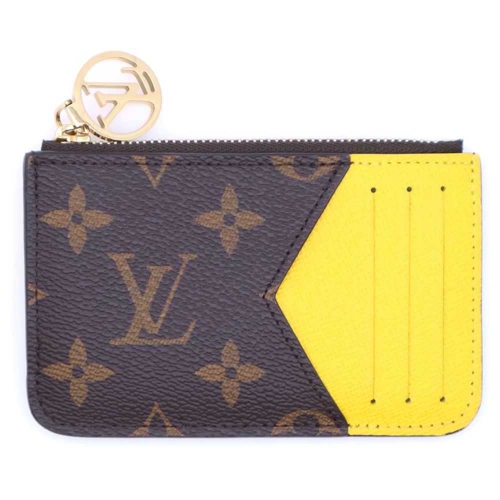 LOUIS VUITTON ルイヴィトン ポルトカルト ロミー モノグラム ジョーヌ PVC レザー ロゴプレート カード パス コイン フラグメントケース 小銭入れ ゴールド金具 ブラウン|イエロー M81882