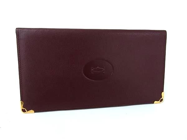 カルティエ　カード　二つ折り財布　マストラインレザー Cartier カルティエ マストライン レザー 二つ折り 長財布