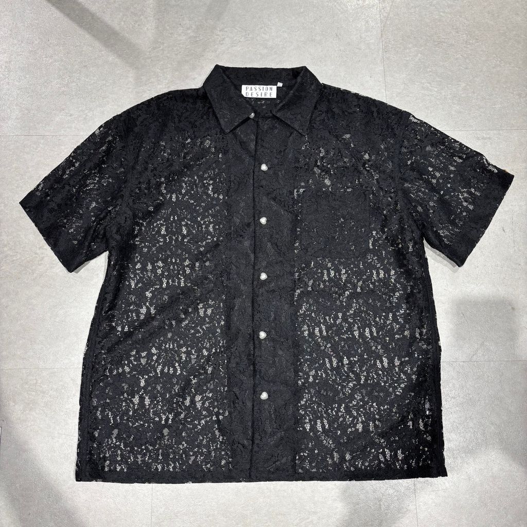 el conductor H / FLOWER LACE OPEN COLLAR SHORT半袖シャツ/4/ポリエステル/WHT/無地/PD24// el conductorH コンダクター FLOWER LACE OPEN COLLAR SHORT SLEEVE