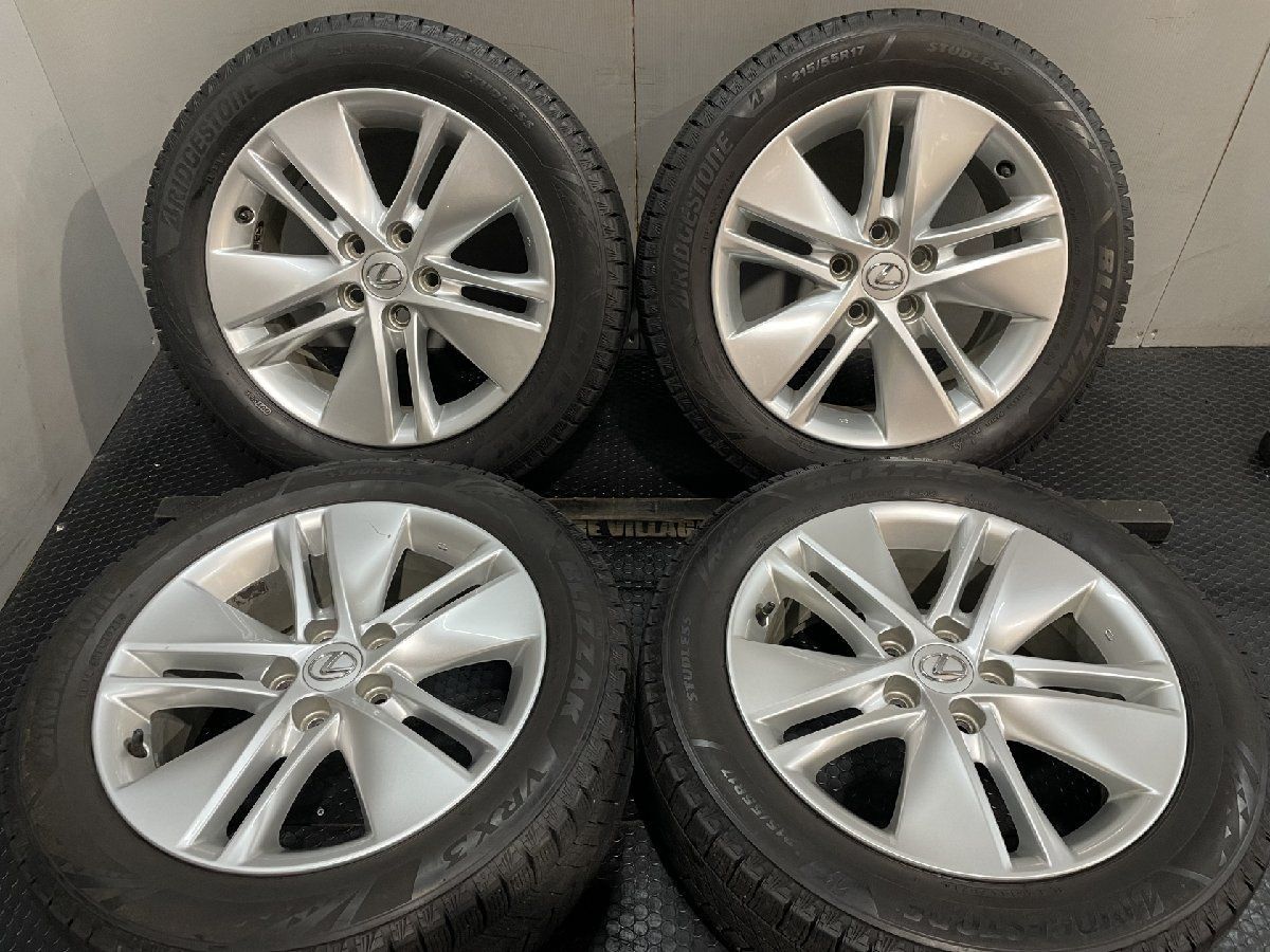 BS BLIZZAK VRX3 215|55R17 スタッドレス レクサス HS 純正ホイール 17インチ 7J5HPCD114.3 39 21年製 バリ溝 クラウン流用 MTD928