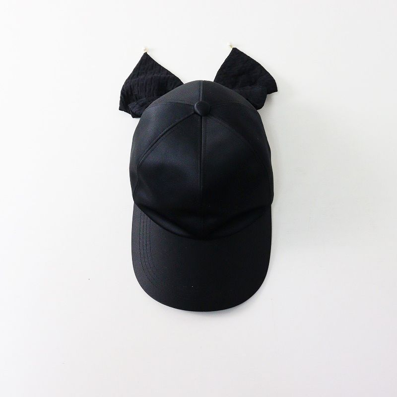 美品 カシラ CA4LA HILDA リボンベースボールキャップ/ブラック 帽子