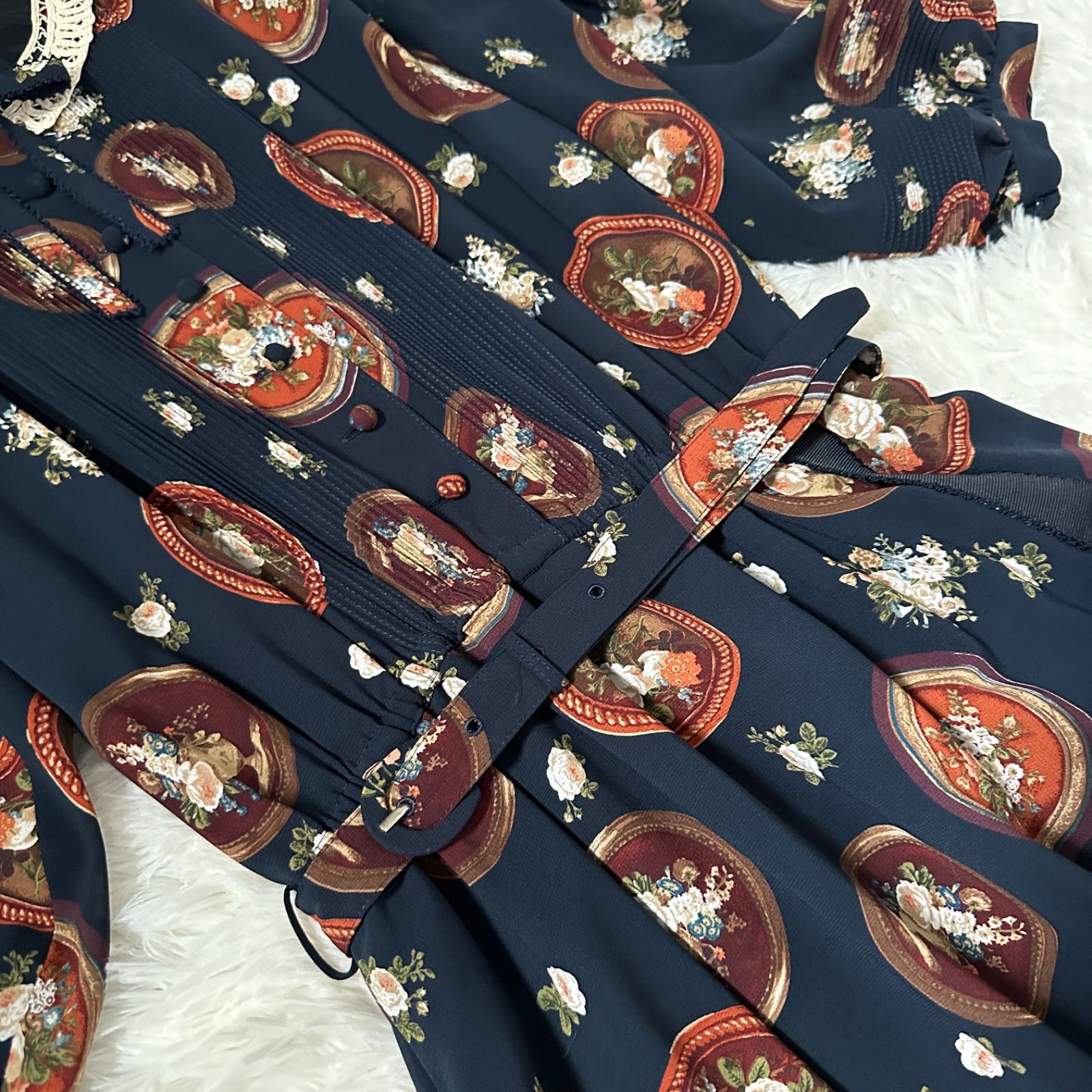 限定セール❗️【極美品】ロイスクレヨン ロマンティックワンピース！ 美品【ロイスクレヨン】シアードットロングワンピースMブラック