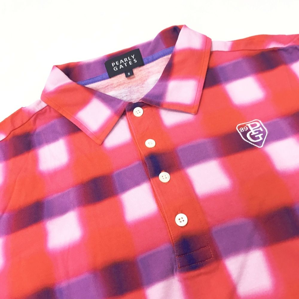 PEARLY GATES チェック柄ポロシャツ 5号 Lサイズ　パーリーゲイツ サイズ：5 PEARLY GATES パーリーゲイツ 半袖ポロシャツ チェック柄