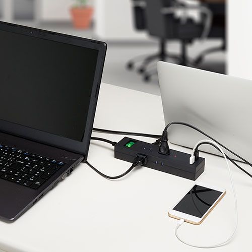 8個セット YAZAWA 3方向から挿せる6個口USBタップ ブラック H6BK8122UBKX8