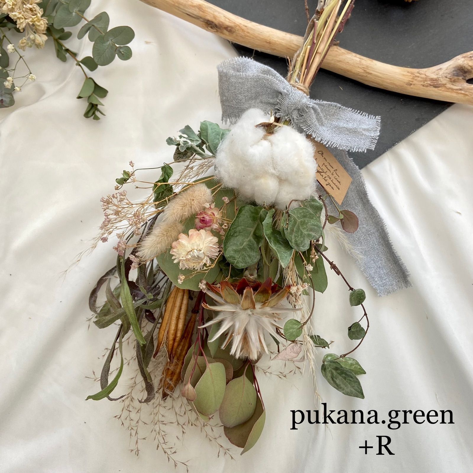 Natural＊リューカとホワイトスワッグ☆ドライフラワースワッグ