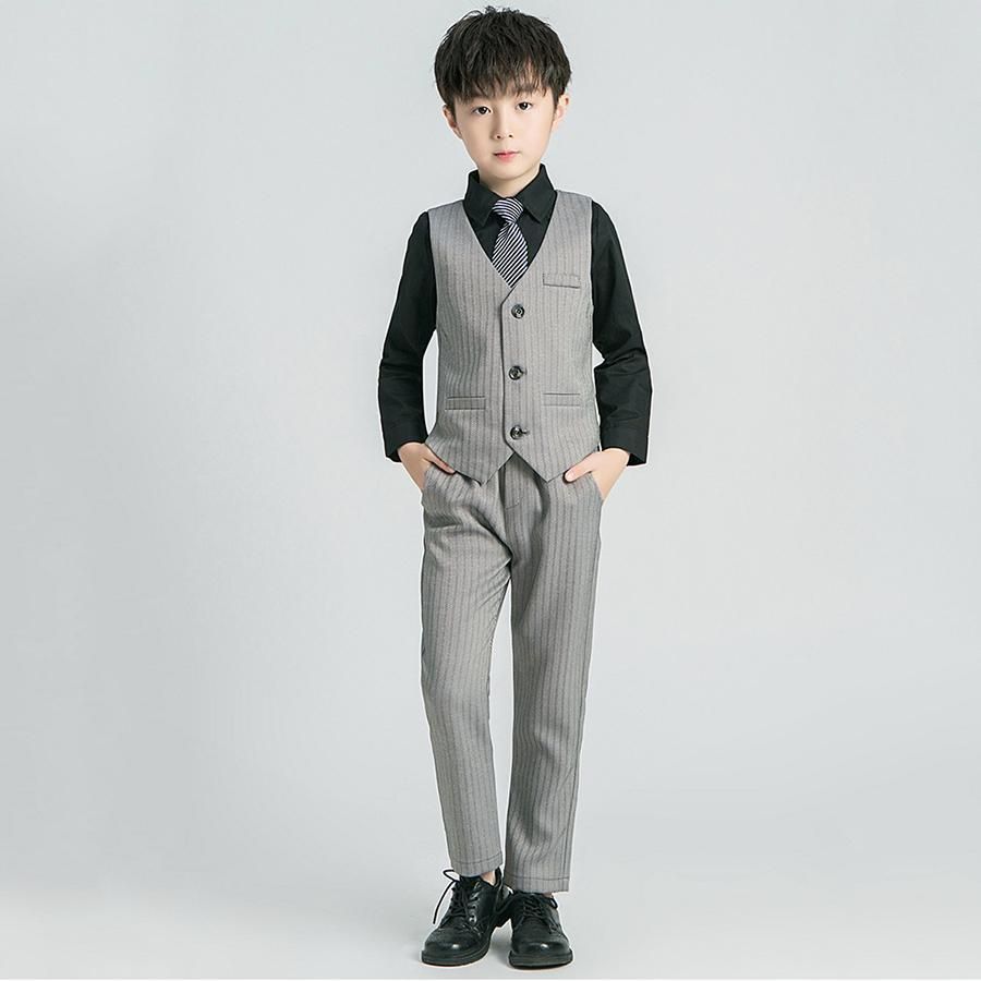男の子 フォーマルスーツ 豪華7点 卒園式 入学式 かっこいい グレー 120 男の子 スーツ フォーマル 結婚式 おしゃれ キッズ 七五三