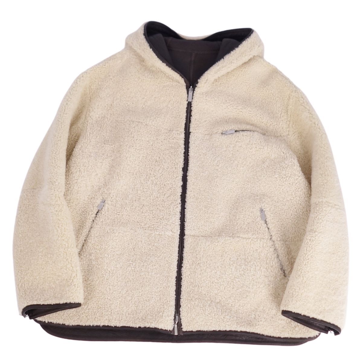 エルメス HERMES ジャケット リバーシブル ムートンジャケット フード