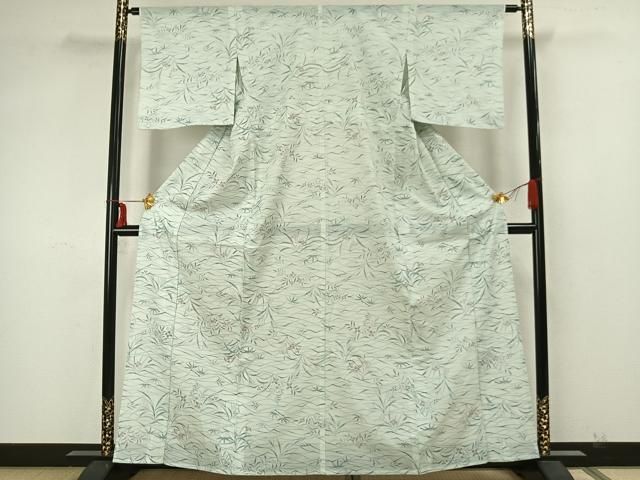 平和屋着物▽小紋 単衣 草花文 洗える着物 未使用 AAAU1155iu