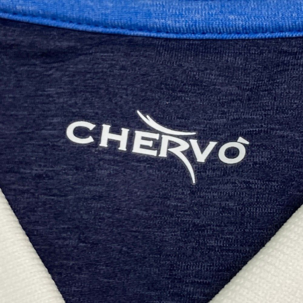 サイズ：50 CHERVO シェルボ  半袖ポロシャツ ボーダー ブルー系 [240101449094] ゴルフウェア メンズ ストスト 新品】CHERVO シェルボ 半袖ポロシャツ ボーダー ブルー系 50