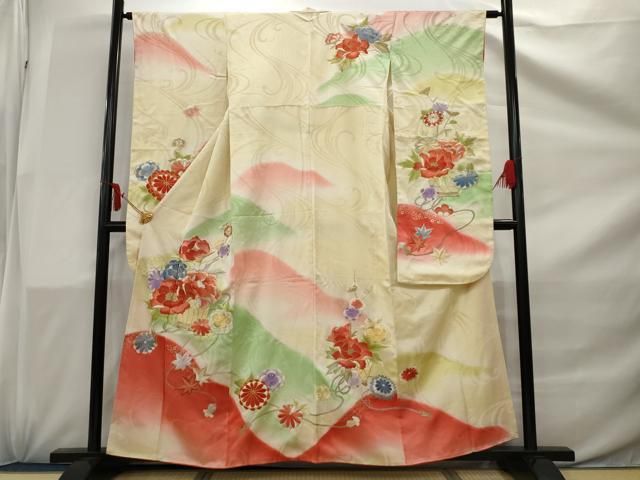 豪華振袖 金糸刺繍 金彩 箔押し 正絹 広衿 袷 YK-1024 豪華振袖 金糸刺繍 金彩 箔押し 正絹 広衿 袷 YK-1024