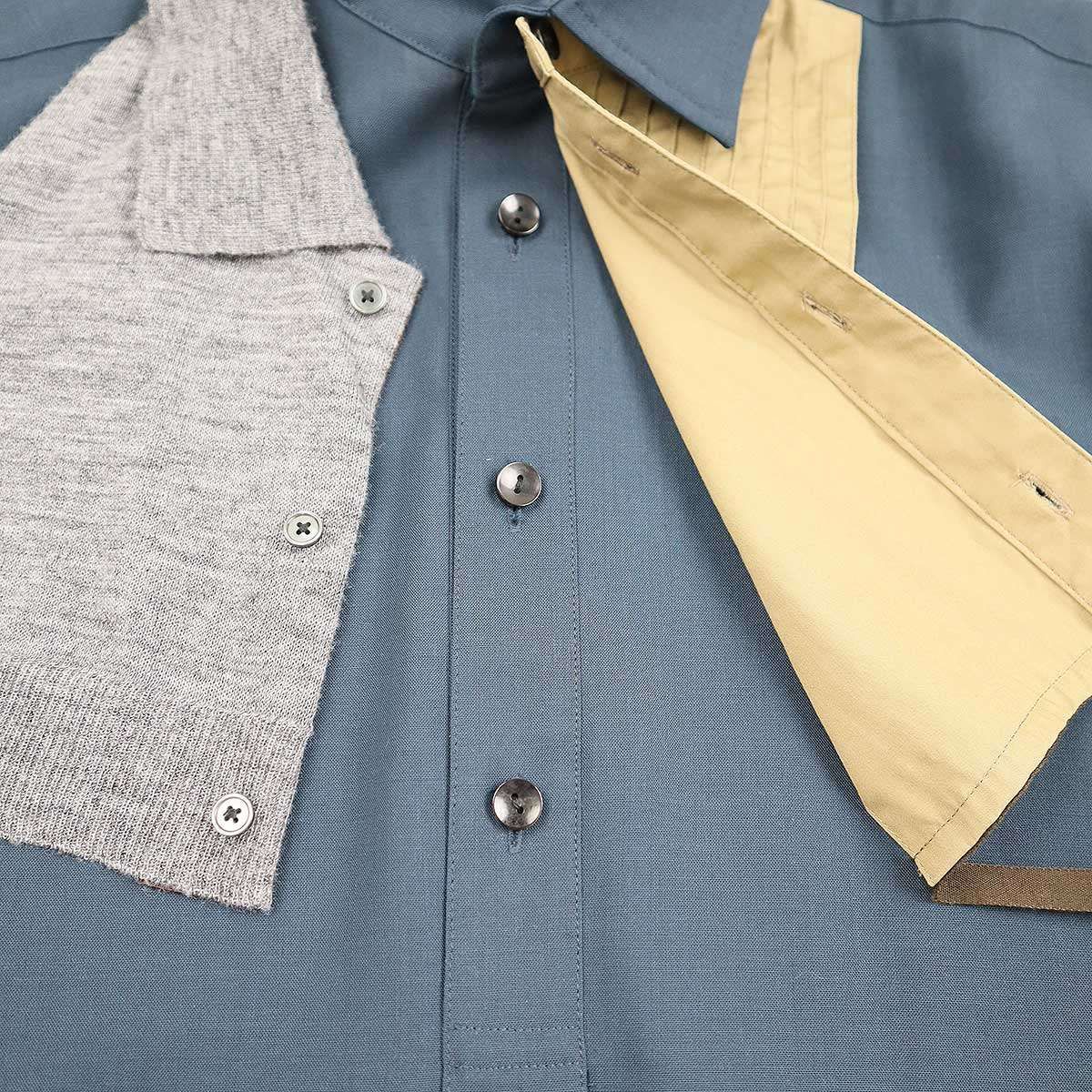 kolor カラー 22SS T/W トロピカルウール ドッキングレイヤードシャツ 