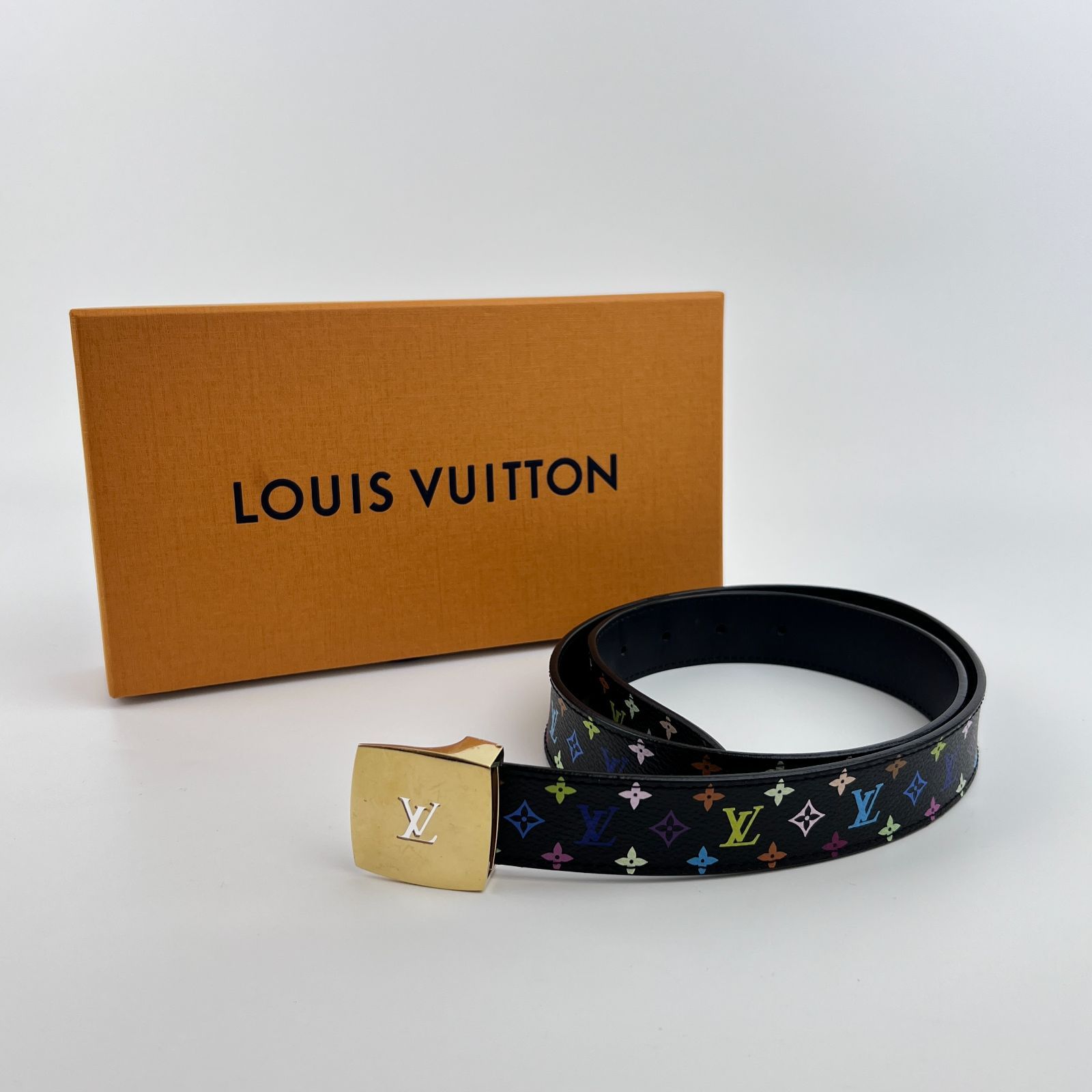 LOUIS VUITTON ルイヴィトン モノグラム サンチュール イニシャル リバーシブル ベルト ノワール ブラック レザー M6890 85|34 LB0036 ヴィンテージ レディース HIBUOCHI VINTAGE