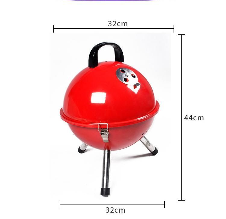 ステンレス製 小型円形バーベキューグリル アウトドア用 ポータブル炭火焼き炉 サッカーボール型 コンパクトキャンプ用 人気急上昇 ZZ520