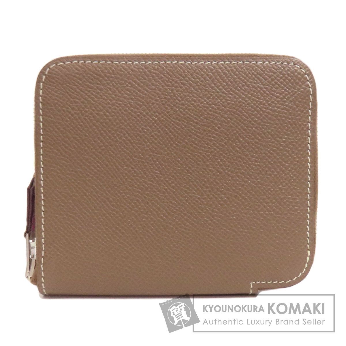 HERMES エルメス アザップシルクイン コンパクト エトープ シルバー金具 二つ折り財布 小銭入れあり エプソン レディース