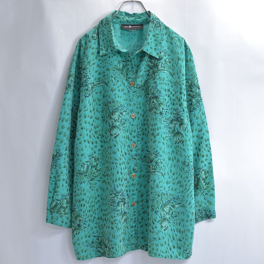 90s SAG HARBOR サグハーバー フラワーパターン 総柄 シャツ