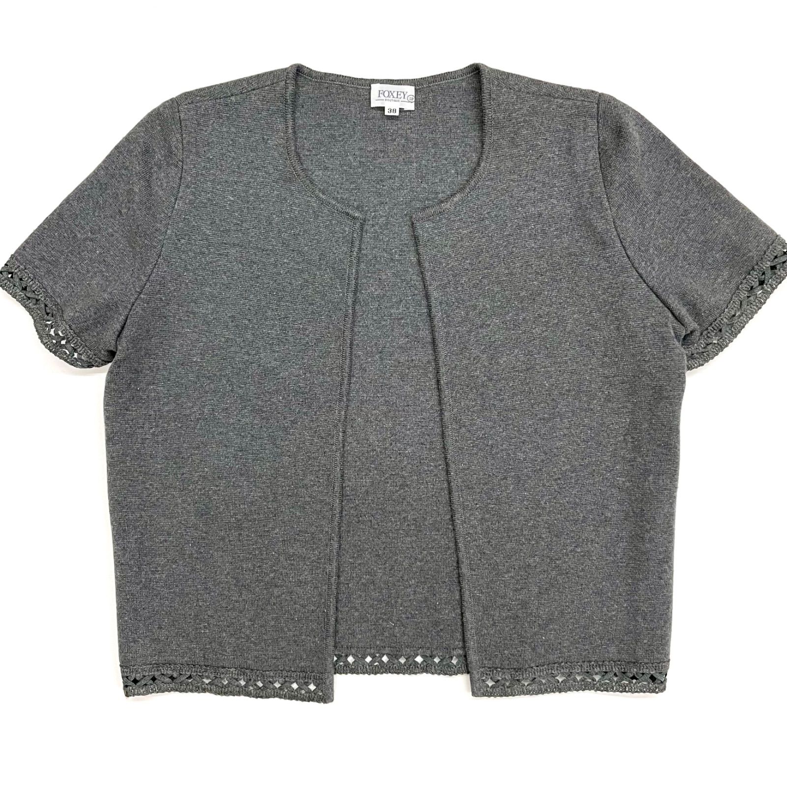 FOXEY ボレロ 38 グレー 半袖 フォクシー カーディガン トップス レディース Ladies MADE IN JAPAN