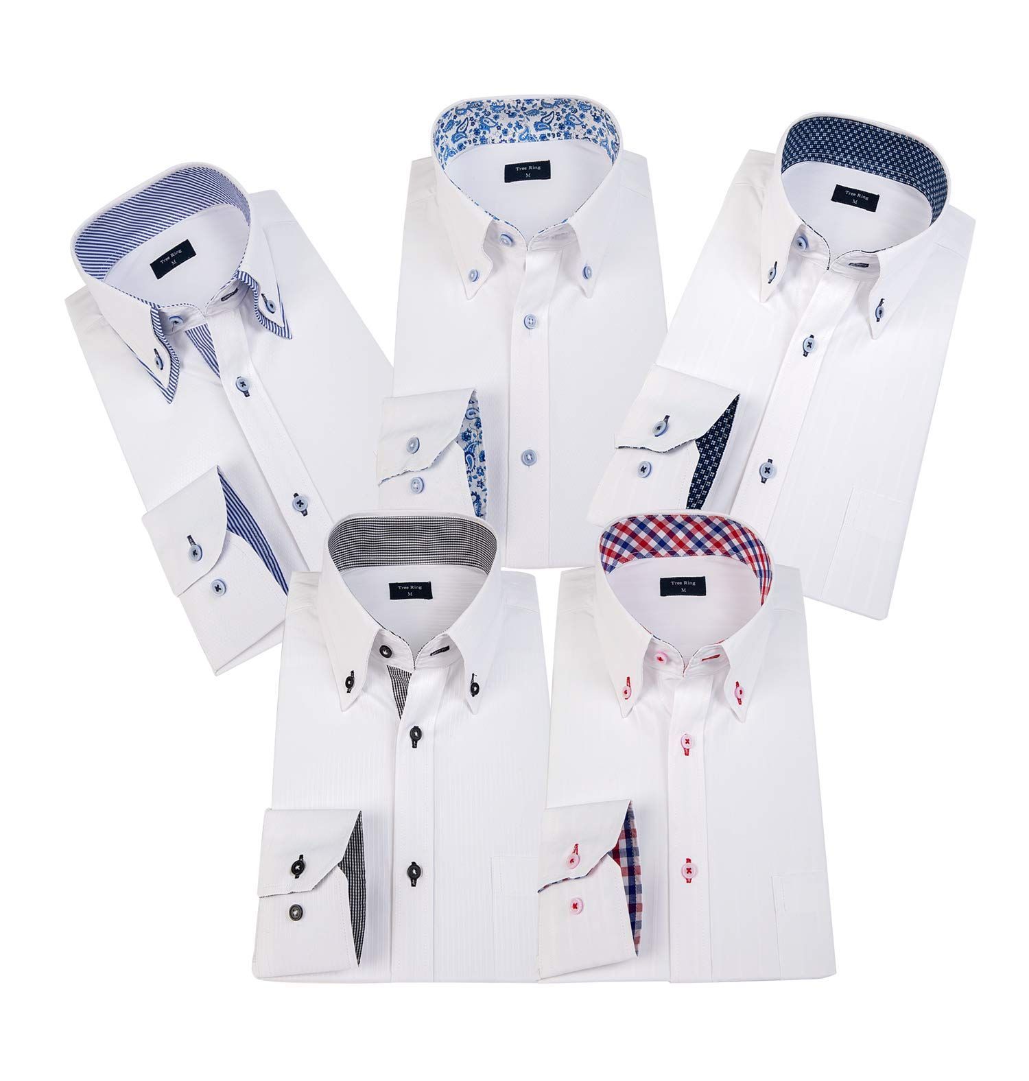 5L_Type E Tree Ring トリー リング ワイシャツ 長袖 5枚セット メンズ ビジネス シャツ 多色選択 5L Type E