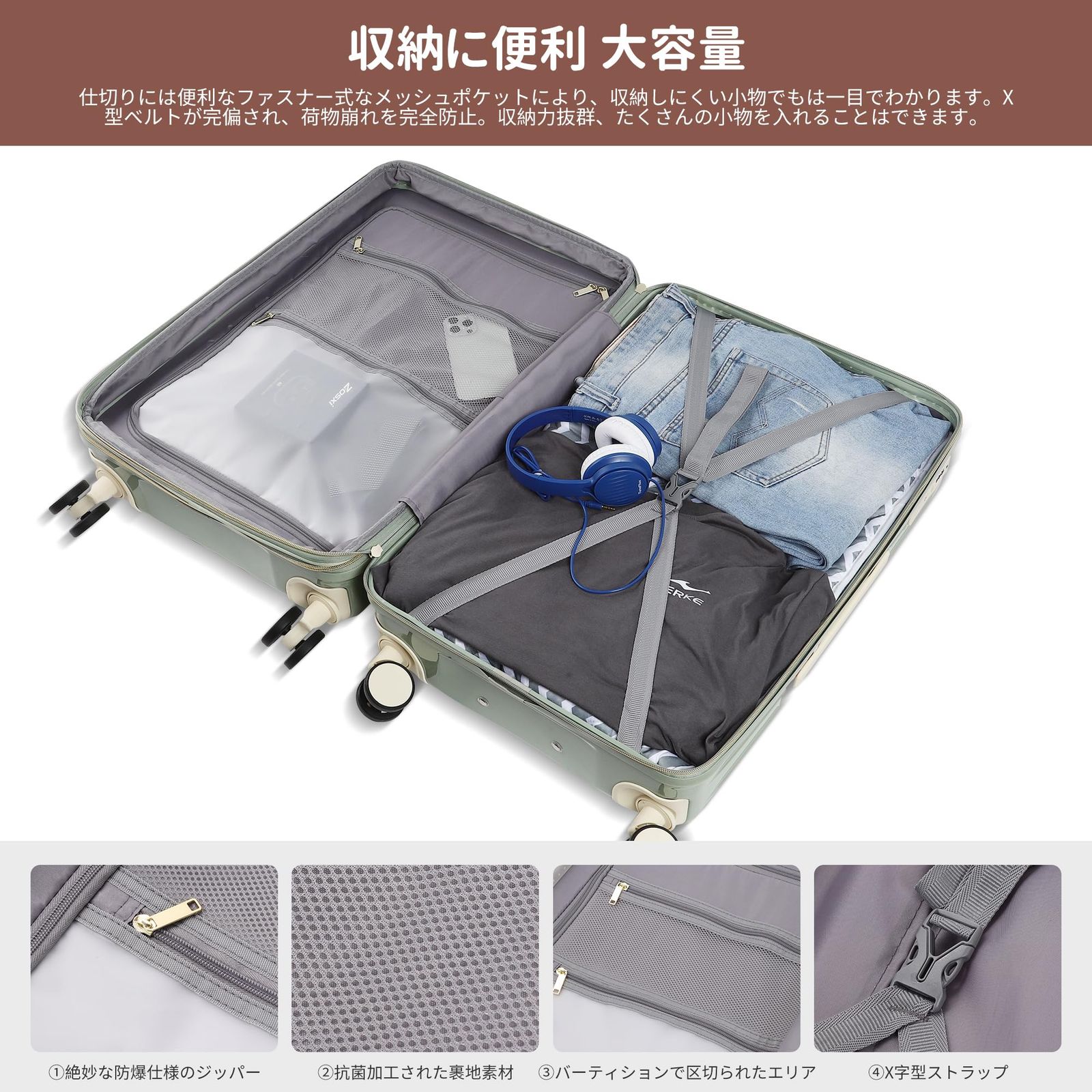  ダブルキャスター 静音 360度回転 ジッパータイプ TSAロック搭載 耐衝撃 大型 キャリーバッグ 旅行 ビジネス 大容量 出張7泊-10泊 超軽量 機内持ち込み lサイズ キャリーケース 預け入れ 拡張機能付き 最大 スーツケース 90 L-1 その他 旅行かばん 小分けバッグ