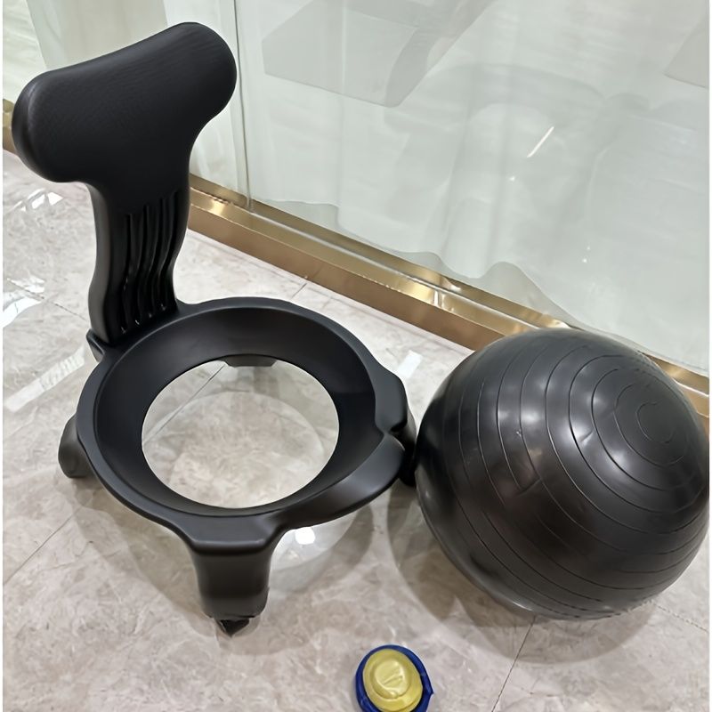 大人向けの黒いバランスヨガボールチェアPVC素材姿勢を正しくオフィスチェアエクササイズチェア妊娠時の座り心地家庭での使用に適していますMUQ