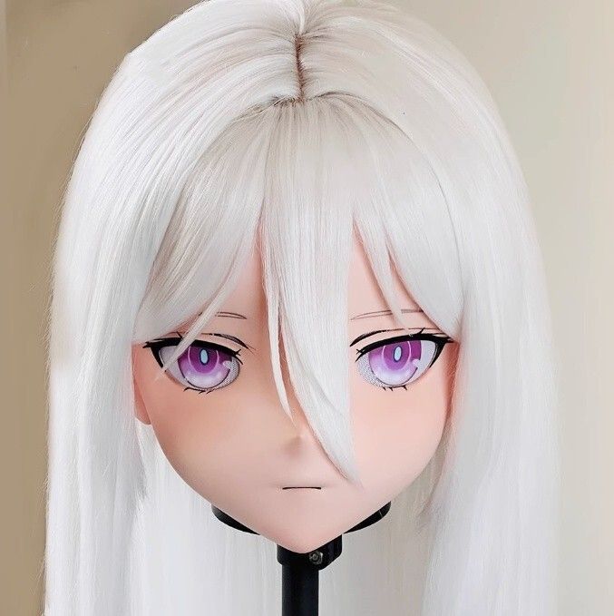 全頭マスク カツラ付き ロック付き NO.95 フルマスク ドール ヘッド ロリータ人形 コスプレ マスク 変身 仮装 着ぐるみ 二次元美少女