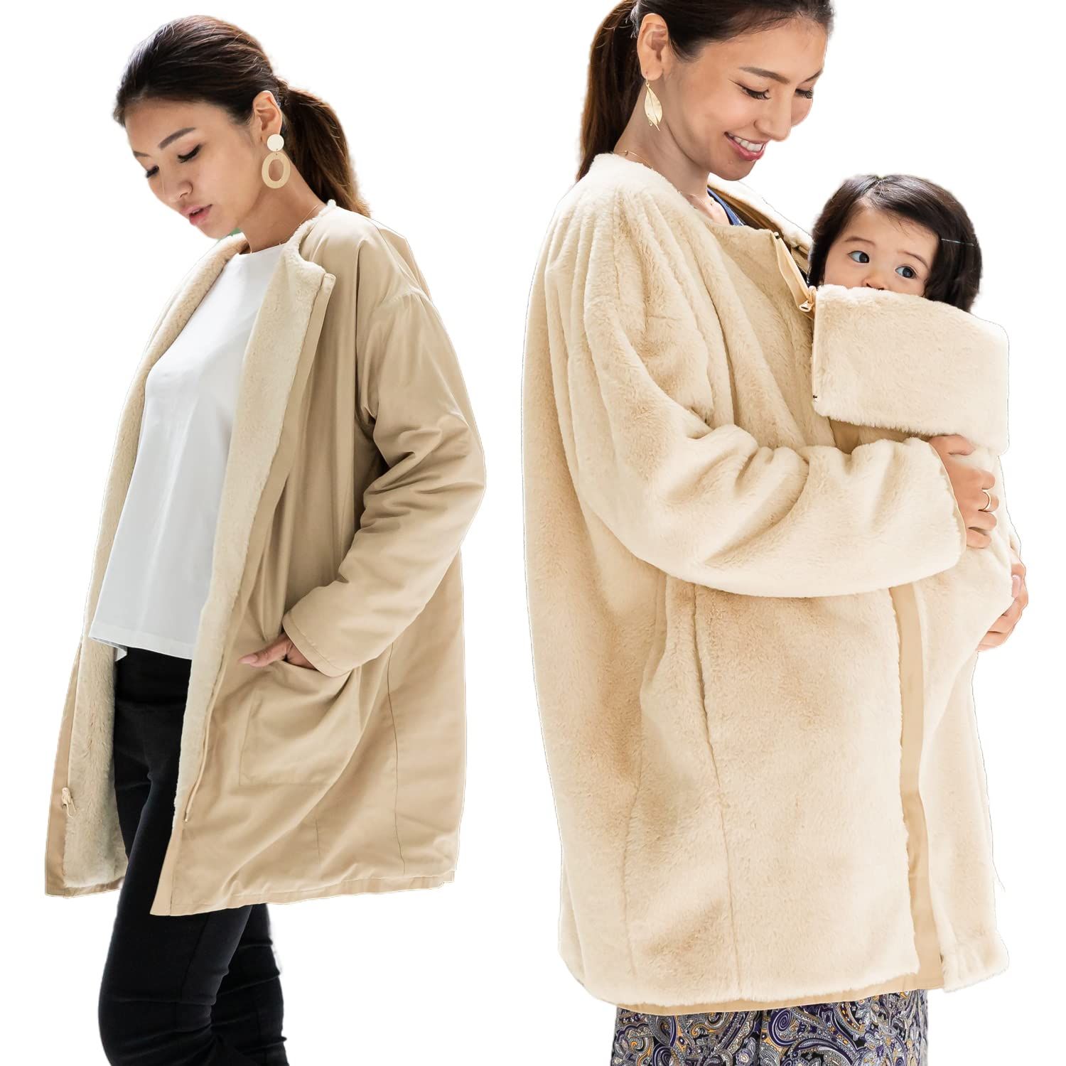 数量 Sweet Mommy ママコート 抱っこおんぶ対応 リバーシブルママコート ダッカー付き