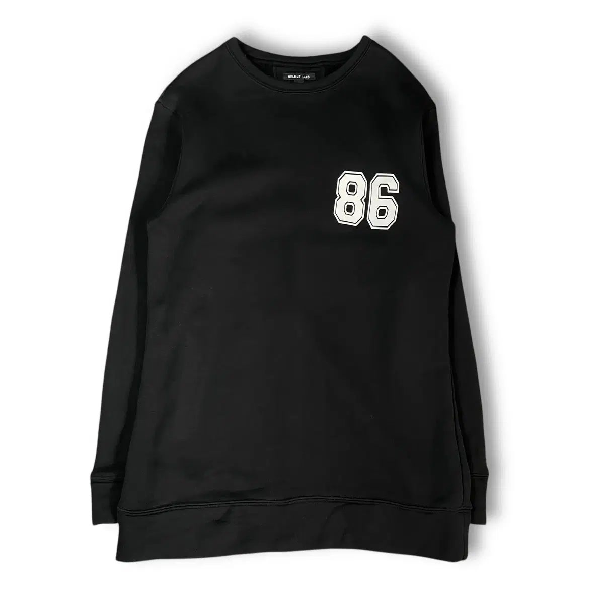 ヘルムート ラング ブラック 86 プリンティング 弱起毛 ロング スウェット シャツ L