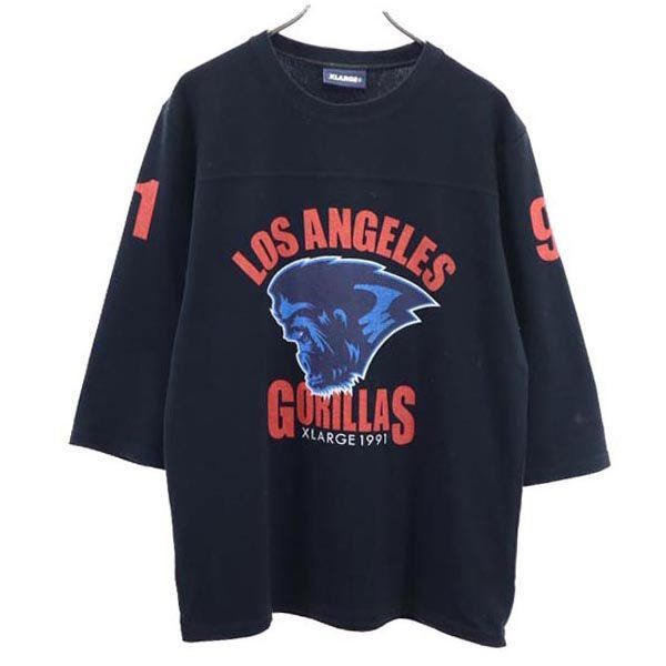 エクストララージ ロゴプリント 七分袖 Tシャツ M ブラック XLARGE メンズ 【中古】  【230322】