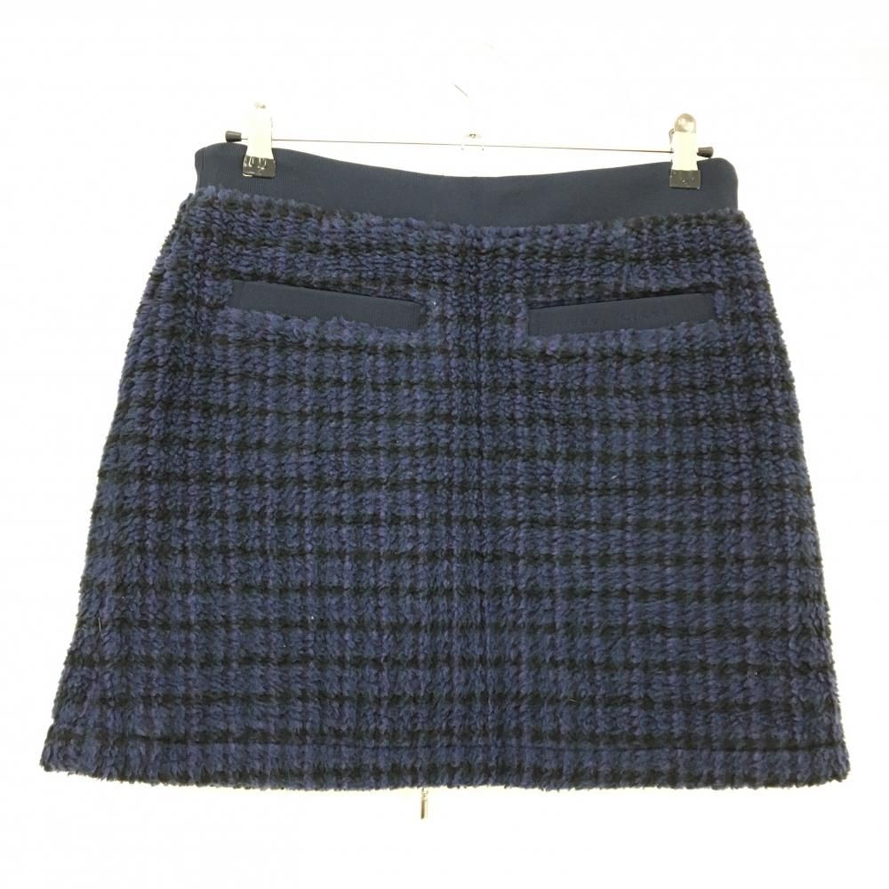 美品】ヒールクリーク ボアスカート ダークネイビー×パープル チェック