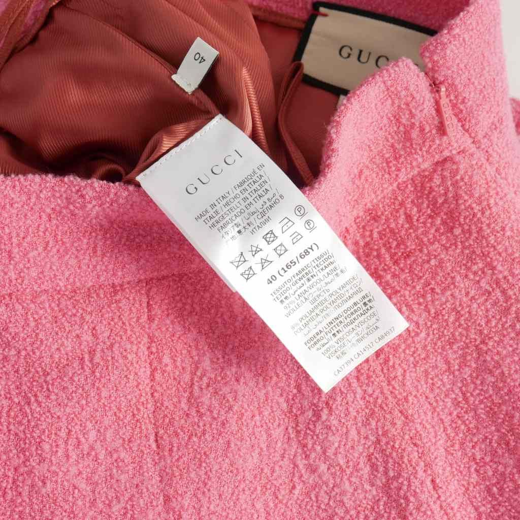 グッチ GUCCI ウール ツイード ロングスカート 40 ピンク 627497