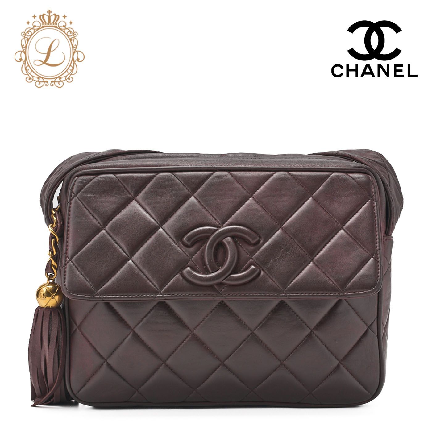 CHANEL シャネル ワンショルダーバッグ マトラッセ ココマーク フリンジ ブラウン ゴールド金具 レディースバッグ ブランド 送料無料