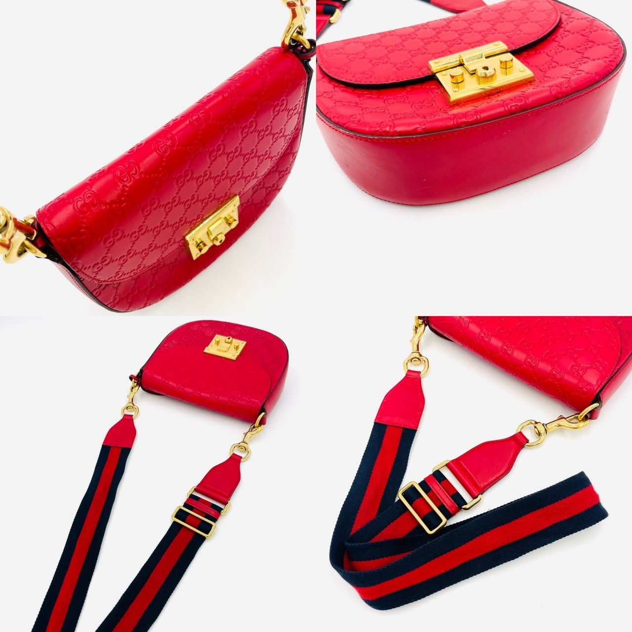 グッチ GUCCI ショルダーバッグ レッド レザー ロゴ 赤 GGロゴ