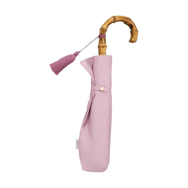 Wpc. 最強の日傘 UVO ウーボ 折りたたみ傘 2段 無地タッセル パープル 遮光率&UVカット率 UPF50 遮熱 晴雨兼用 親骨50cm レディース 長傘としても使える 2way バンブー おしゃれ UVO2-008